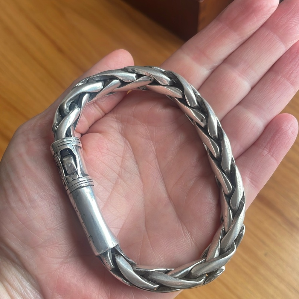 Sterling silver braid bracelet for men 9.5” long